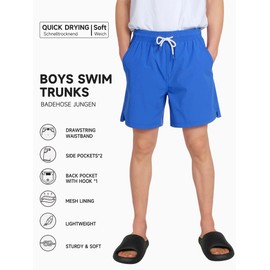 YoungSoul Boys' Quick Dry Swim Trunks Kids Swimming Shorts with Compression Liner 2 in 1 Swimwear Surfing Beach Shorts Blue 9-10 Years Size 150