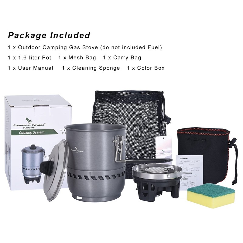Boundless Voyage Cooking System with Heat Exchanger Pot Outdoor Camping