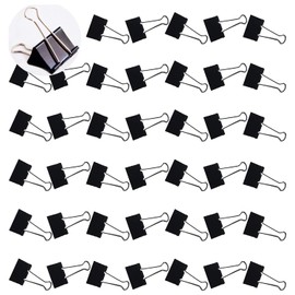 Medium Binder Clips, 30 Pcs Large, Black, 1.25 Inch Paper Binder Clips Clamps,Paperclips Metal Fold Black Binder Clips with Boxes, Binder Clips 32mm for Teacher School Office and Business