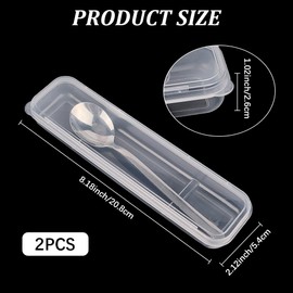 CRASPIRE 2Pcs Portable Flatware Box Travel Tableware Storage Case Plastic Reusable Clear Utensil Holder Carrying Case Organizer for Cutlery Silverware Camping Picnic Fork Spoon Chopsticks 8.2x2.1 Inch