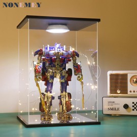 NONEMEY Clear Acrylic Display Case with Remote Control Light for Unicorn Gundam，Dustproof Model Showcase Organizer Box, Display Case for Collectibles (13.7x9.8x21.6inch,35x25x55cm)