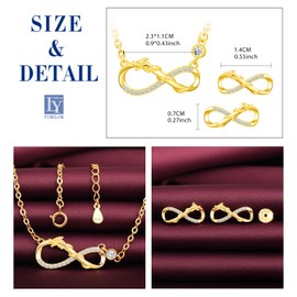 Yumilok Women's Jewellery Set Necklace with Dragon Infinity Pendant and Women's Stud Earrings Made of 925 Sterling Silver, Sterling Silver, Cubic Zirconia