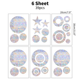 JUNART Pack of 39 Window Decals for Birds Strikes, Rainbow Window Strike Prevention Stickers, Suncatcher Window Cling