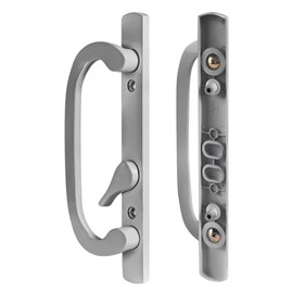8.5" Legacy Sliding Patio Glass Door Offset Latch Brushed Chrome Handle Set Replacement - Sash Controls 2265 - No Mortise, Fits 3-15/16" Screw Hole Spacing and 1-1/4" to 2-1/4" Door Thickness