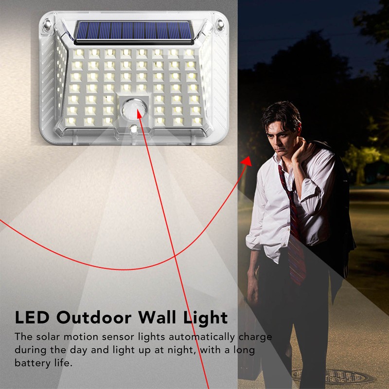 Solar Motion Sensor Wall Light Waterproof Energy Saving LED Outdoor