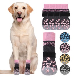 KOOLTAIL Dog Socks for Hot/Cold Pavement to Prevent Licking Paws,Dog Boots&Paw Protector for Hardwood Floors Anti Slip,Traction Control No Twist Grip Booties for Small Medium Large Senior Dogs S