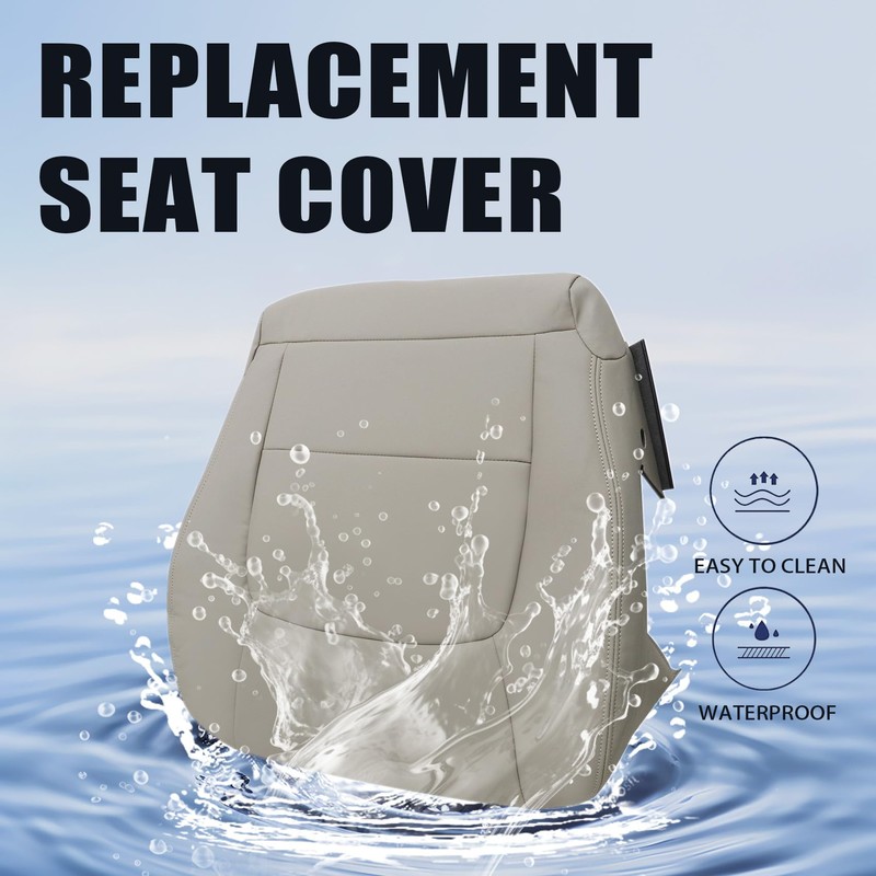 Priprilod Tan Leather Passenger Side Bottom Replacement Seat Cover Compatible