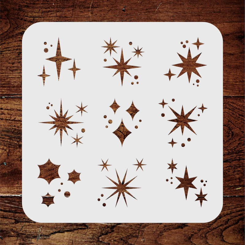 Sparkling Stars Stencil, 11.5 x 11.5 cm (S) - Shiny