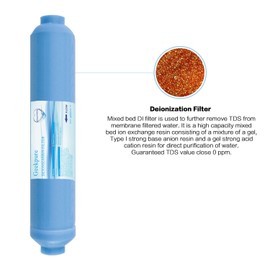 Geekpure 10 inch Inline Deionization DI Replacement Water Filter Cartridge TDS Down to 0 for RO System -1/4”-Pack of 2
