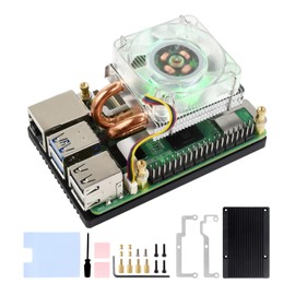 Waveshare Low-Profile ICE Tower CPU Cooling Fan, Compatible with Raspberry Pi 5, U-Shaped Copper Tube, Cooling Fins, Cooler with Colorful RGB LED