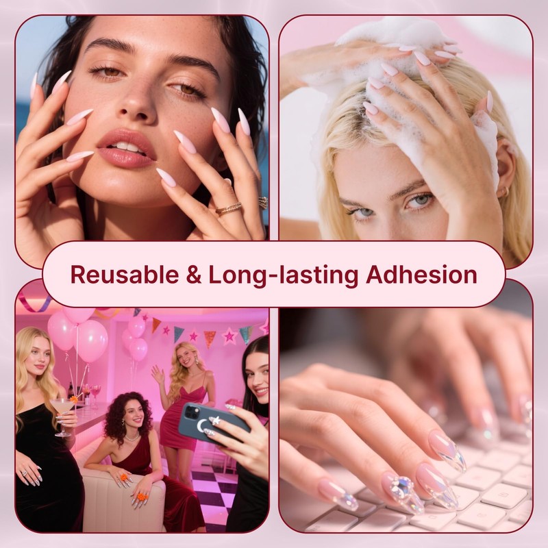720 Pieces Double-Sided Nail Glue Stickers Transparent Set - 30