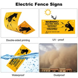 Blulu 8 Pieces Electric Fence Warning Signs 10 x 4 Inch Plastic Danger Electric Fence Signs Safe Caution Warning for Farm Home