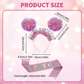 LUODAKA Birthday Crown for Women Belt Girl Birthday Headband Happy Crown Accessories Pink Girl Decorations