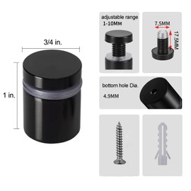 4 Pack Black Sign Standoff Screws 3/4" x 1" Stainless Steel Stand Off Wall Mounts Advertising Screw Hardware for Acrylic Signs