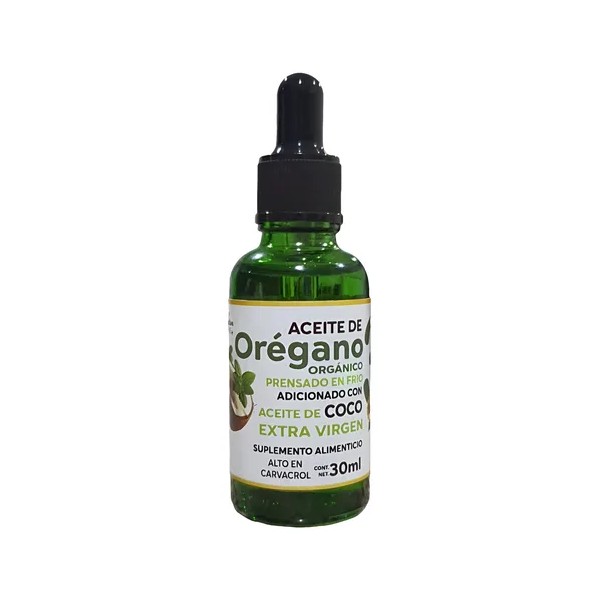 Aceite De Orégano Y Coco Extra Virgen Orgánico 30 Ml