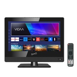 Supersonic SC-1520VTV 15.6 inch Smart AC/DC LED TV, Powered by VIDAA, 1080p, WiFi, Built-in Speakers, USB, 3X HDMI ARC, For Kitchen, RV, Boat, Truck, Playroom, Room, Remote, DC Car Cord INCLUDED-Black