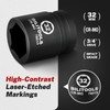 BILITOOLS 32mm Socket 3/4" Drive Standard Impact Socket, Metric 6-Point