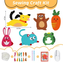 Kids Sewing Kit, First Sewing Kit for Girls Ages 6-10,Childrens Sewing Kits for Beginners, Animal Patterns Felt Kids Play and Learn Sewing Kit