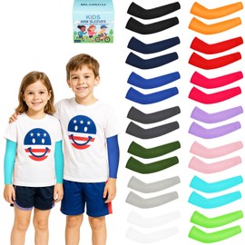 Mlurcu Arm Sleeves for Kids 14 Pairs Football Basketball Baseball Drip Style UV Sun Protection Cooling Compression Sleeves to Cover Arms for Boys and Girls Outdoor Sports (3-7 Years, S)