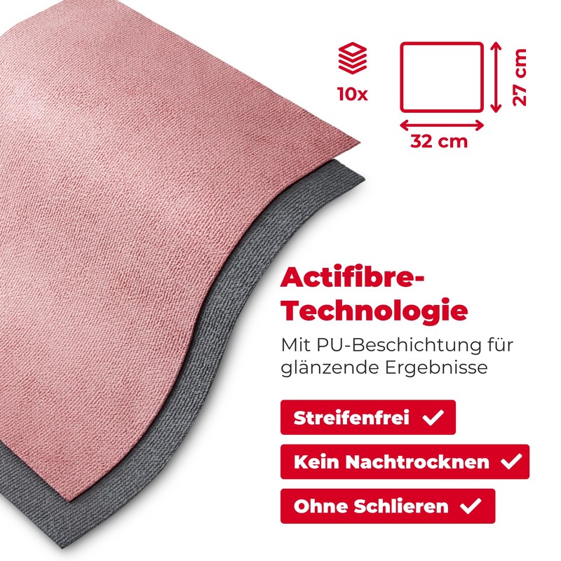 Vileda Actifibre Soft Universal, Set of 10 Microfibre Cloths, Streak-Free