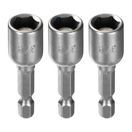 sourcing map 3pcs Hex Nut Driver Drills Bit 3/8" 6-Points Socket 1/4" Hex Shank 1.9" (48mm) Long Magnetic Nut Setter CR-V Steel Quick-Change Nut for Power Drill Impact Drivers