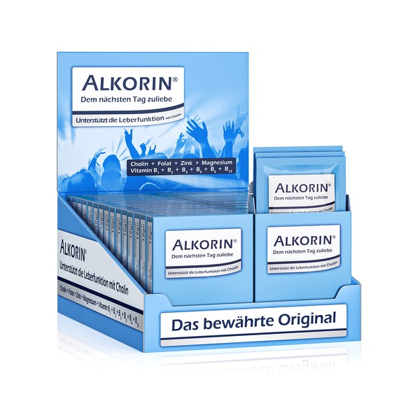 ALKORIN® Stand 30 x 3 sachets for the sake of the next day - supports liver function with choline - with magnesium, zinc, folate and vitamin B1 + B2 + B3 + B5 + B6 + B12