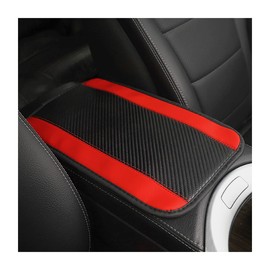 JNNJ Car Center Console Cover, PU Leather Car Armrest Cover Universal Waterproof Center Console Pad, Universal Center Console Armrest Pad, Car Accessories Interior Protection for Cars(Red)