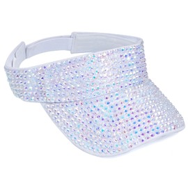 Wovanoo Rhinestones Sun Visor Hats Adjustable Sport Cap Bling Visor Caps for Women Girls AB