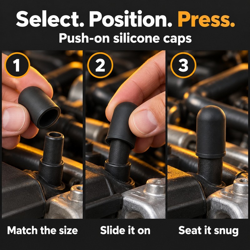 Silicone Vacuum Caps – 5-Pack Black Blanking Plugs for Engine