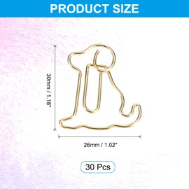 PATIKIL Cute Paper Clip, 30Pcs Dog Shape Paper Clip Metal Funny Bookmarks Planner Clips Clamp for Home Office Supplies Desk File Organization Wedding Decoration, Gold