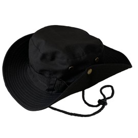 Taeku Fishing Hat Wide Brim Boonie Hat Sun Protection Cap Breathable Safari Hat for Man Woman (Black)
