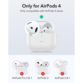 ESR AirPods 4 Case, Compatible with AirPods 4th Generation (2024) (USB-C), Magnetic Lid, Full Drop Protection with Carabiner, Cloud Series, White