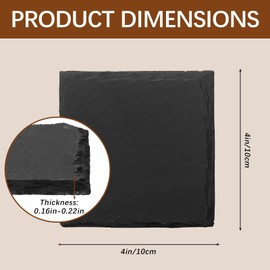 60 PCS Slate Coasters Black Square 4 Inch Bulk Rock Coasters, Blank Laser Engraving, Scratch Resistant Bottom, Home Office Kitchen Gift Wedding Bar Party