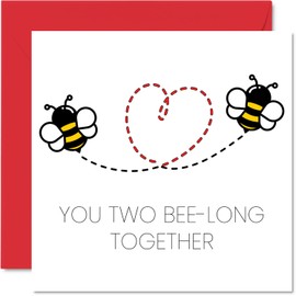 Wedding Cards for Bride and Groom - Bee-Long Together - Happy Wedding Day Cards Congratulations, Congrats Well Done Just Married Card, 5.7 x 5.7 Inch Marriage Wedding Greeting Cards for Couples