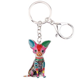 DUOWEI Cute Chihuahua Keyring Gifts Dainty Dog Key Ring for Women Girls Car Key Ring Charms Accessories, multicoloured