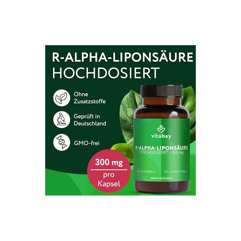 R-Alpha-Lipoic Acid- Thioctic Acid - 300 mg – 120 Capsules