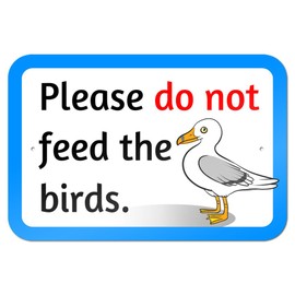 Don't Feed The Birds Seagulls 9" x 6" Metal Sign