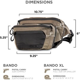 Eberlestock Bando Bag – Marsupio tattico da uomo con cintura regolabile in vita, tasche con cerniera, borsa compatta e leggera, Grigio, Standard, Marsupio