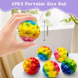 HOMQYTE Space Bounce Ball, 6PCS Super High Bouncing Moon Foam Balls for Adults Improve Hand-Eye Coordination Sports Training (6P, Colorful)