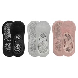 Ttdesefu Non Slip Socks for Women Girls Yoga Pilates Socks, Trainer Socks Grippy Socks Floor Sock Anti-Slip Grips & Straps, Breathable Socks for Fitness Ballet(3 Pairs)