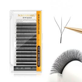 NAGARAKU W Eyelash Extension 3D Volume Premade 0.07mm D curl 8-12mm mix Faux Mink Matte Black Cluster Easy Fanning yy Eye Lashes
