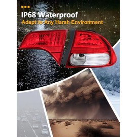 Pinkomoto Outer Inner Tail Lights set Compatible with Honda Civic 2009 2010 2011, Right Brake Turn Signal Taillight, Passenger Side Taillamp Replacement