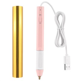 Briartw Hot Foil Pen Kit -2.5mm Bold Tip Heat Active Pen for Foiling on Paper, Wood, Leather - Includes Gold Foil Roll & USB (5V) - Write, Draw, Trace, Stencil - Pink Craft Pen Tool