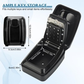 AstraLoom Police Approved Wall-Mounted Outdoor Key Safe Lock Box, 12-digit Combination, Waterproof Protective Cover, with Luminous Button Stickers, for Home, Garage, Warehouse, Office, School (Black)