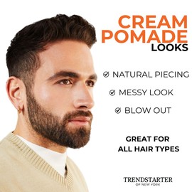 TRENDSTARTER - CREAM POMADE 2oz Travel Size with Free Matte Wax (0.25oz) & Forming Paste (0.25oz) Samples - Gift Box Included - Pomade Gift Set
