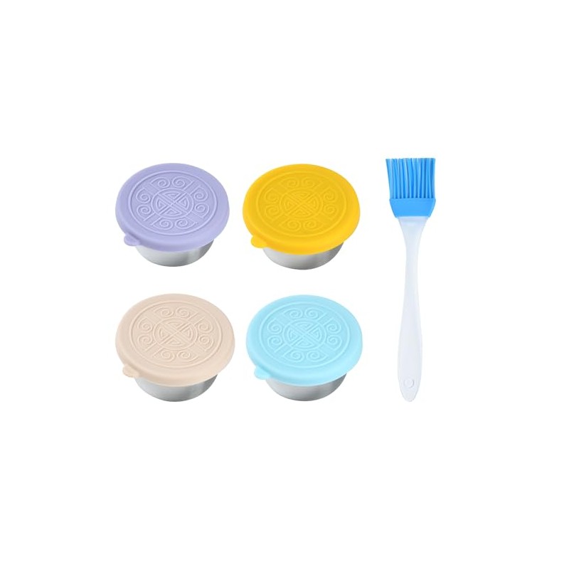 QWEIDHI Stainless steel sauce bottle with brush - leak-proof 4x1.6oz