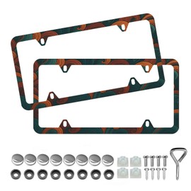 Retro Ocean Wave License Plate Frame - Unobstructed Narrow-Edge 2 Packs Universal Stainless Steel Car License Plate Frames Holder Solid Holder with 4 Holes Rustproof for Men Women