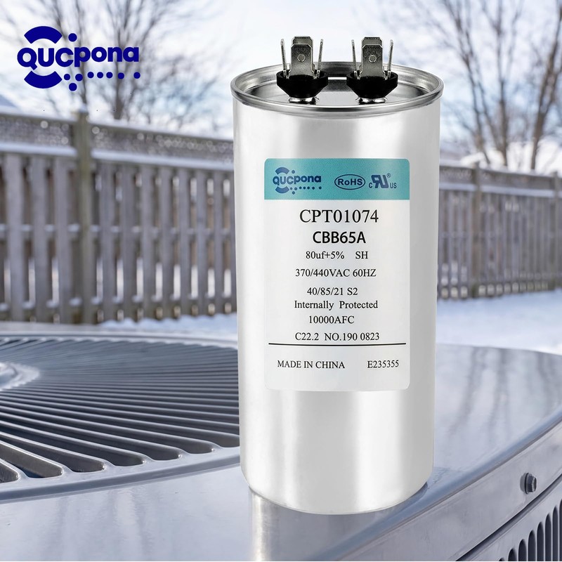 QUCpona 80 µF MFD Round Run Capacitor 370/440VAC CPT01074（50）