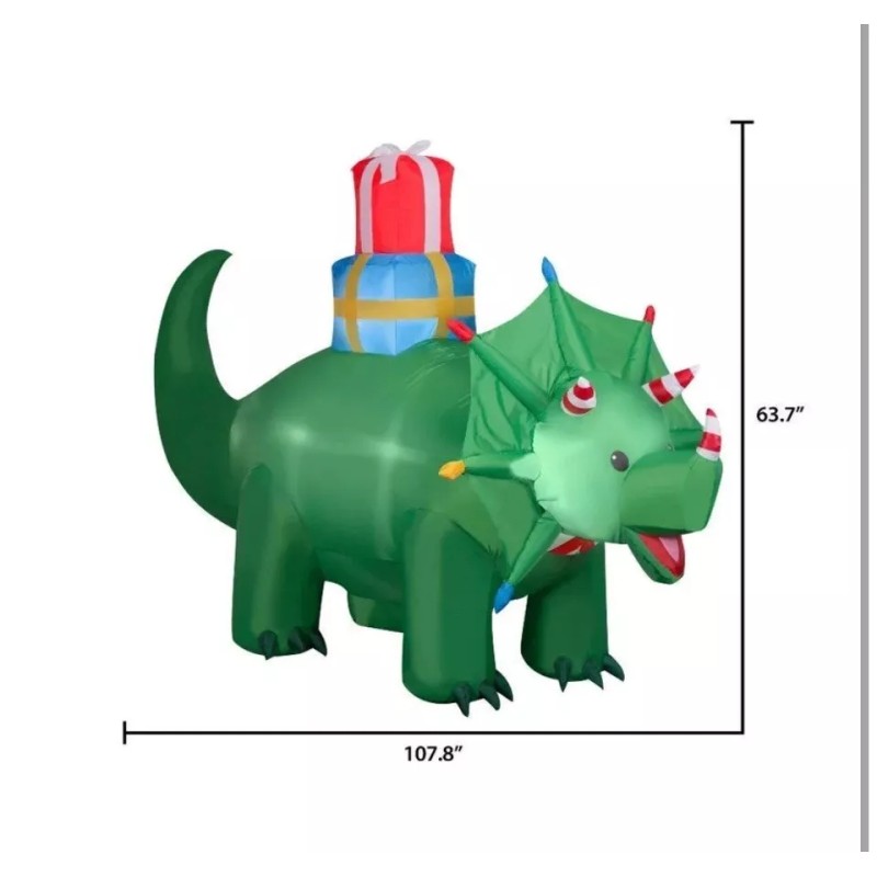 Gemmy 9’ Triceratops Dinosaur Christmas Yard Inflatable Decoration by Gemmy
