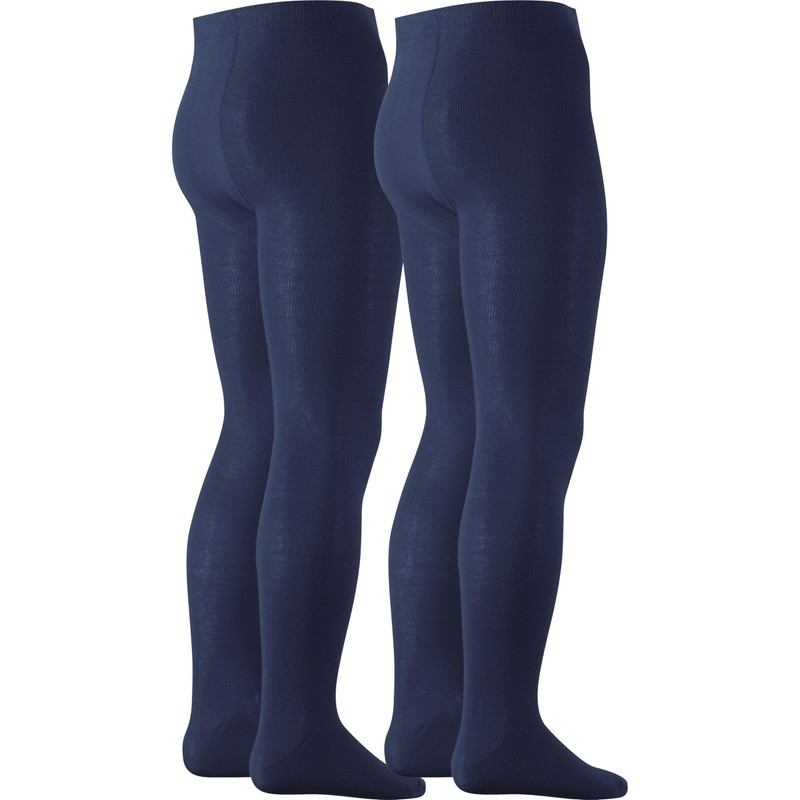 Playshoes Unisex Children's Thermal Warm Tights, navy double pack